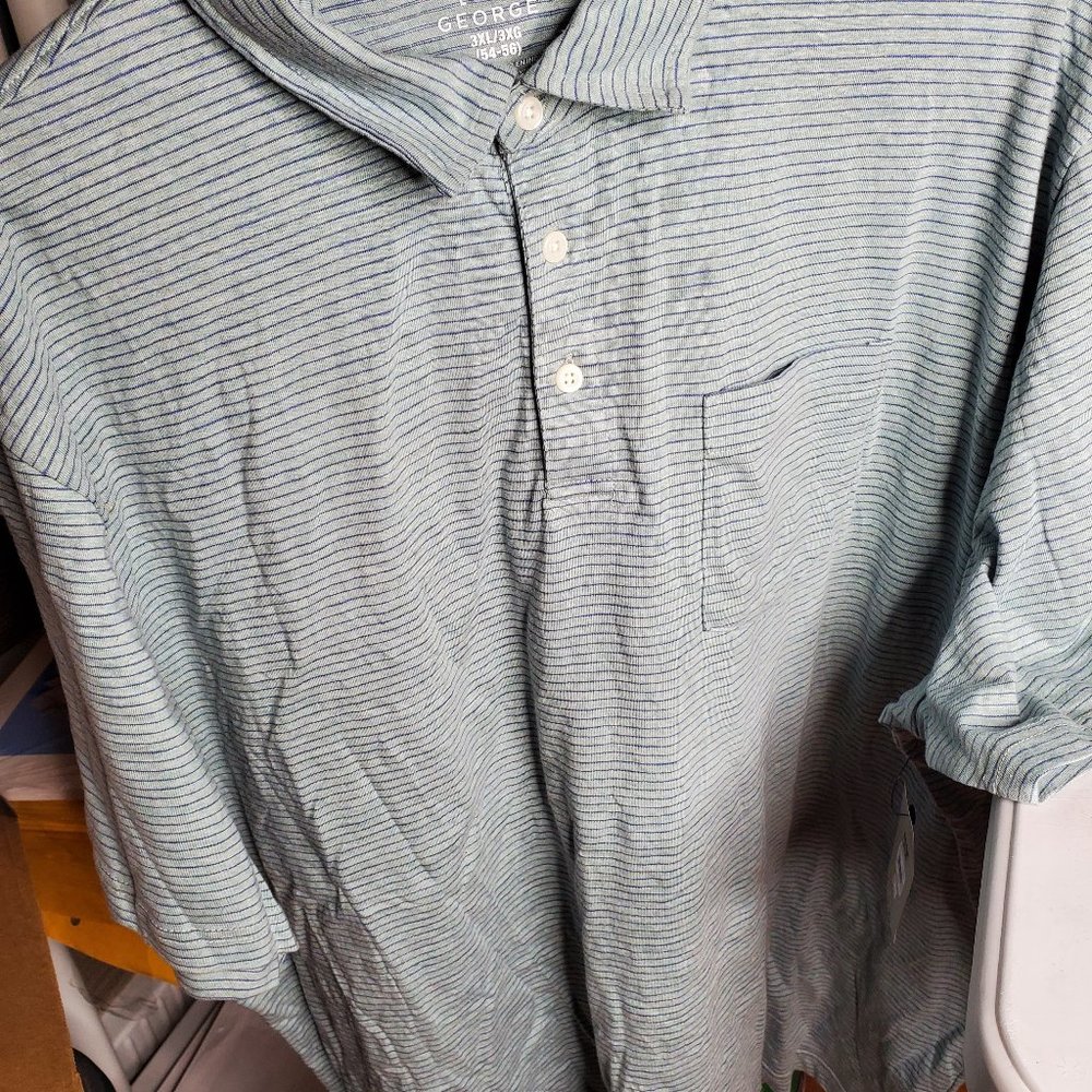 Men's George dress shirt NWT 3x teal pin stripe